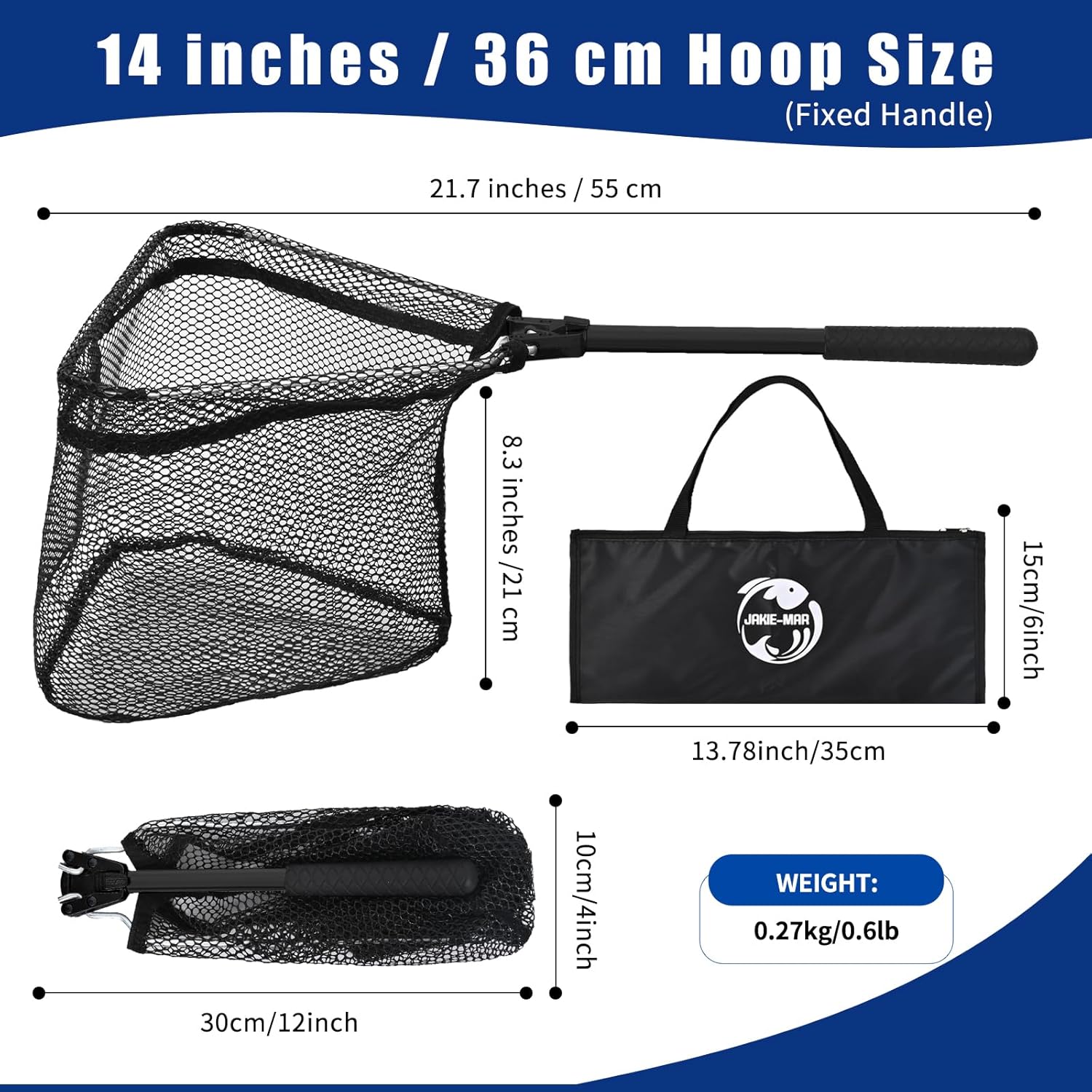 Fishing Net with Handle, Rubber Coated Landing Net with Foldable Aluminum Frame, Minnow Net, Small Fishing Net, Easy Transportation Storage for Kayak, Fly, Catfish, Bass, Trout Fishing - Image 2