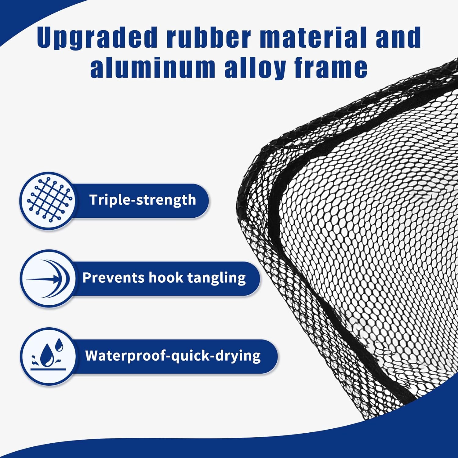 Fishing Net with Handle, Rubber Coated Landing Net with Foldable Aluminum Frame, Minnow Net, Small Fishing Net, Easy Transportation Storage for Kayak, Fly, Catfish, Bass, Trout Fishing - Image 4