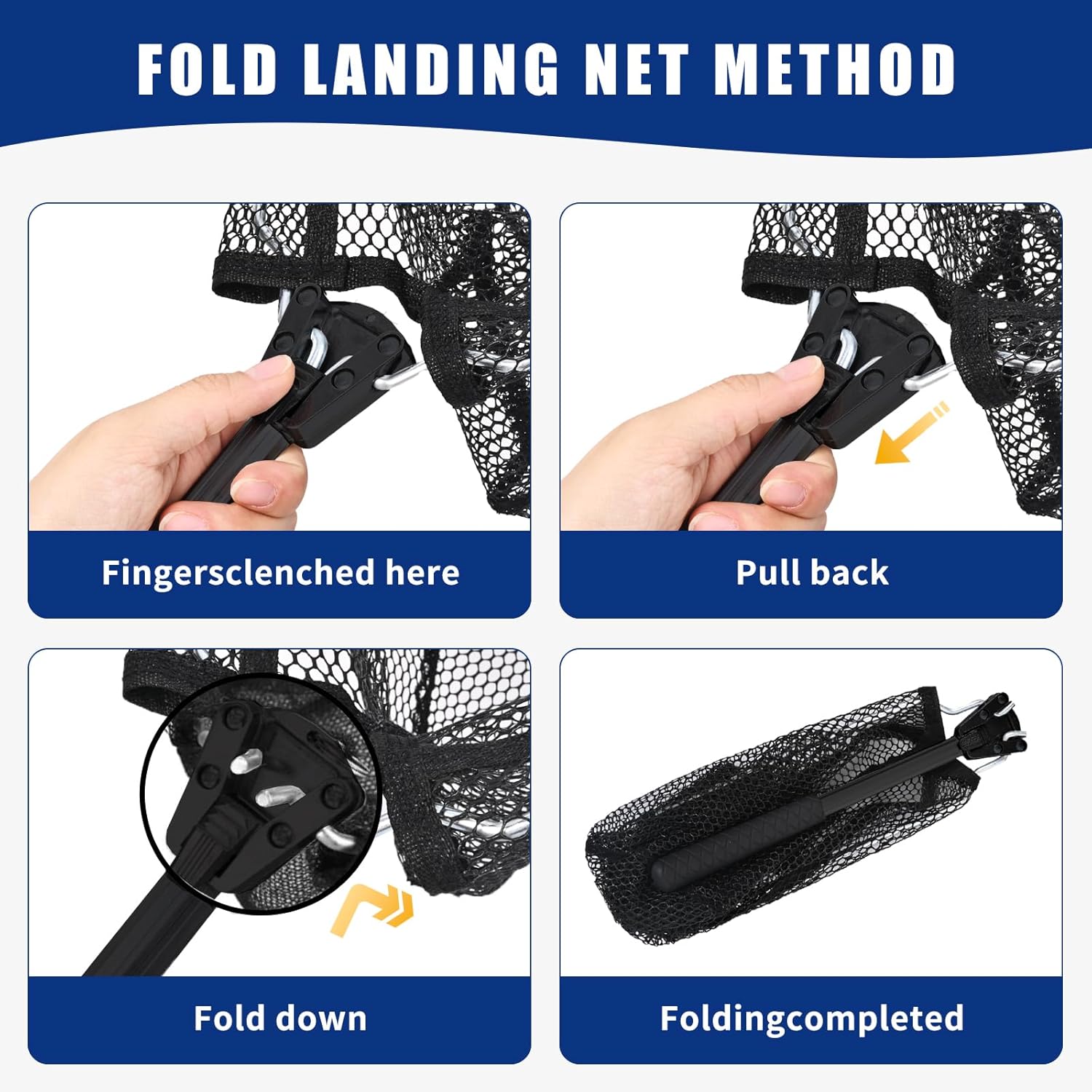 Fishing Net with Handle, Rubber Coated Landing Net with Foldable Aluminum Frame, Minnow Net, Small Fishing Net, Easy Transportation Storage for Kayak, Fly, Catfish, Bass, Trout Fishing - Image 5