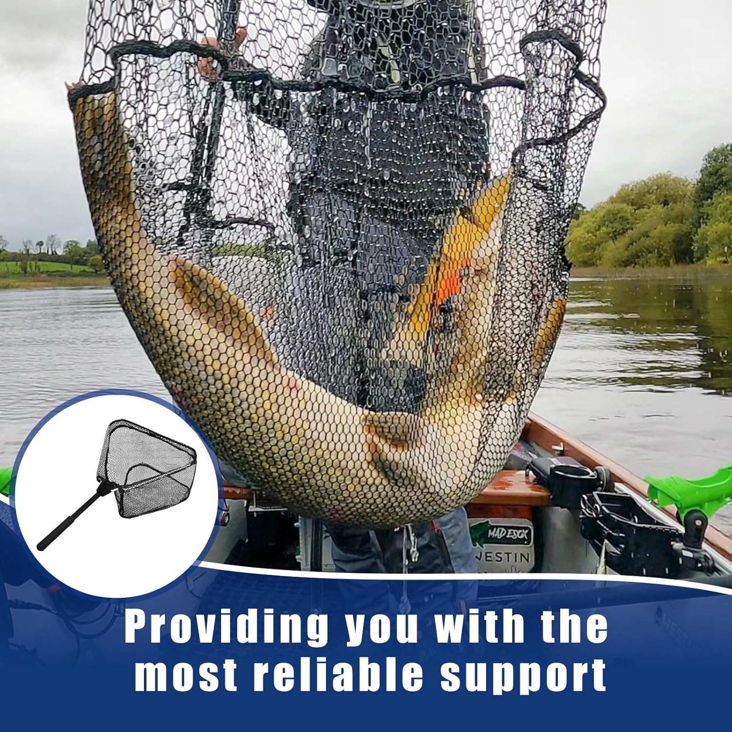 Fishing Net with Handle, Rubber Coated Landing Net with Foldable Aluminum Frame, Minnow Net, Small Fishing Net, Easy Transportation Storage for Kayak, Fly, Catfish, Bass, Trout Fishing - Image 6