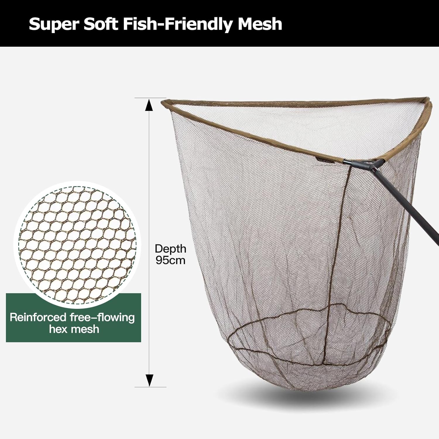 Landing Net for Carp Fishing, 42 Inch Extra Large Fishing Net, 6 Feet Carbon Fiber Long Handle Saltwater Big Fish, Holds Up to 88lbs/40kgs, Olive Green, Supplied with Carry Bag - Image 6