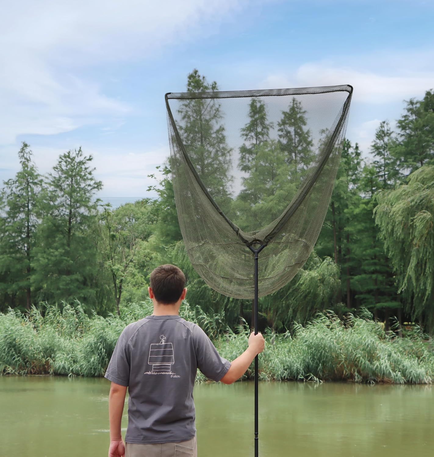 Landing Net for Carp Fishing, 42 Inch Extra Large Fishing Net, 6 Feet Carbon Fiber Long Handle Saltwater Big Fish, Holds Up to 88lbs/40kgs, Olive Green, Supplied with Carry Bag - Image 8